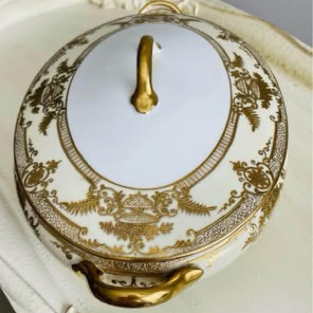 Noritake VINTAGE  Gold FLEURGOLD SERVING BOWL WITH LID NO. 37531